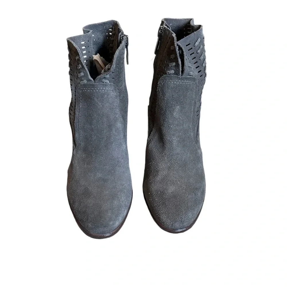 Vince Camuto Fenyia Dark Gray Suede Block Heel Ankle Booties- Women’s 8 - Picture 2 of 13